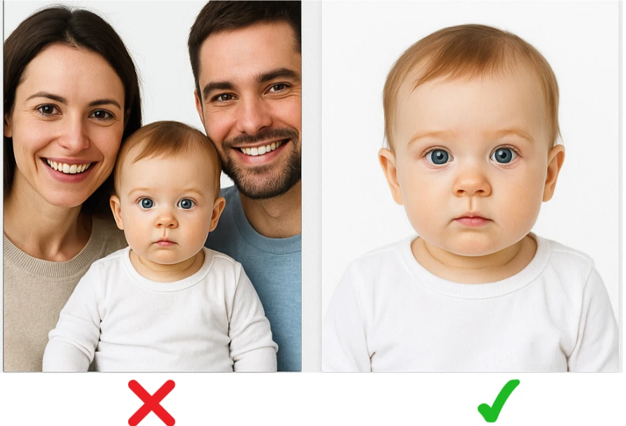 Wrong sleeping baby with cap versus right awake baby photo